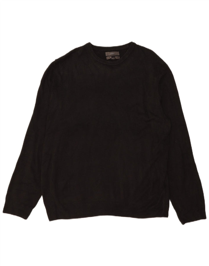 Marks & Spencer Herren-Pullover mit Rundhalsausschnitt, 2XL, schwarzes Acryl