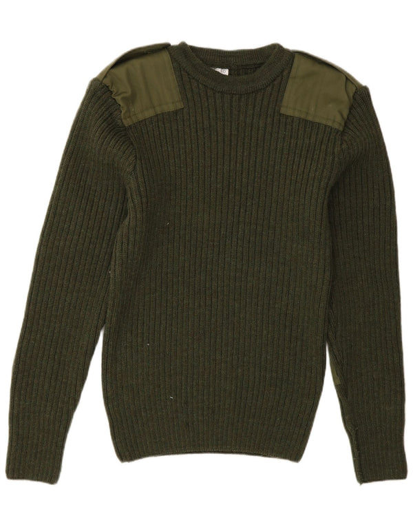 Vintage Herren Militär Pullover mit Rundhalsausschnitt UK 40 Medium Green Army