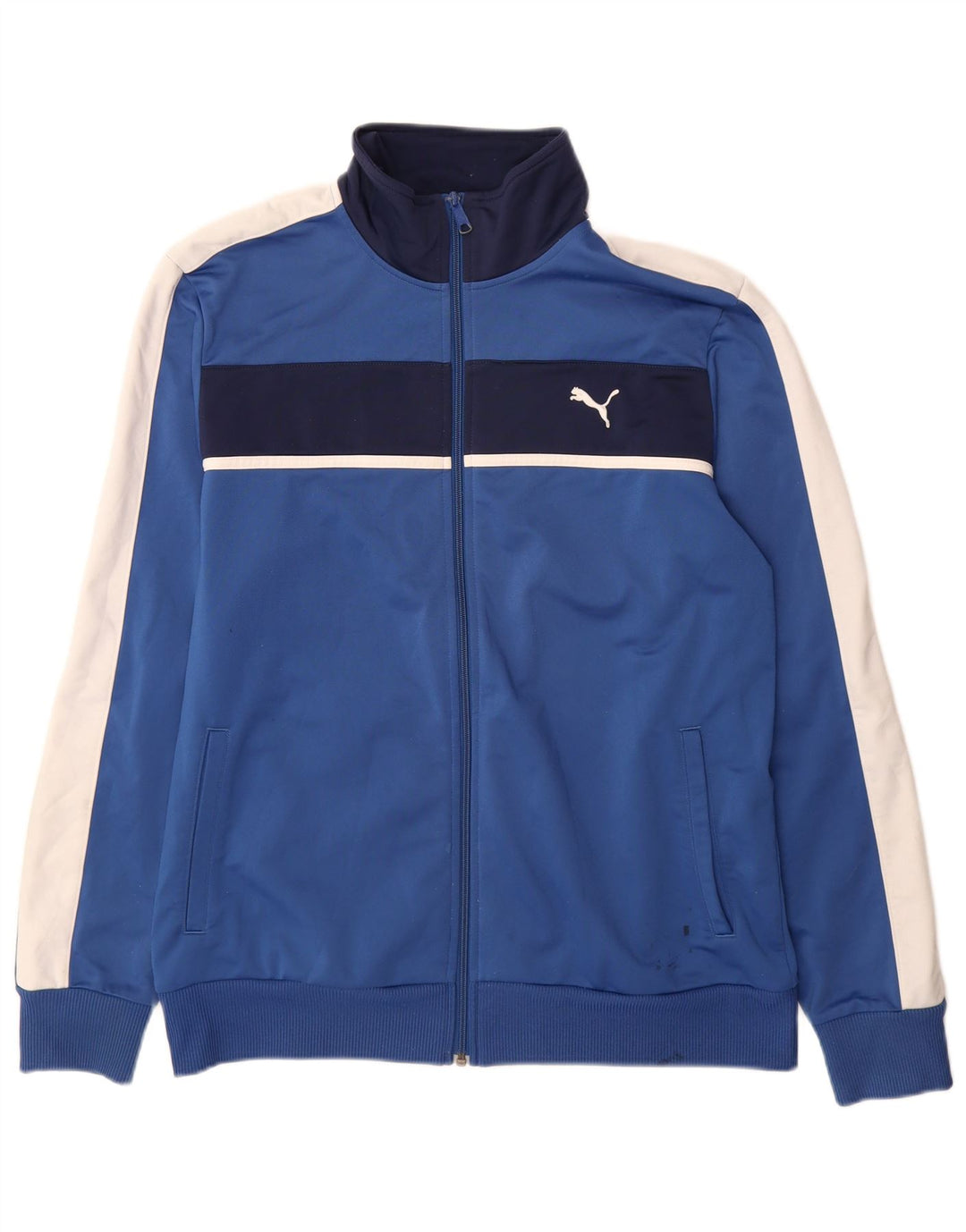 Puma Herren-Trainingsanzug-Top-Jacke, großes blaues Farbblock-Polyester