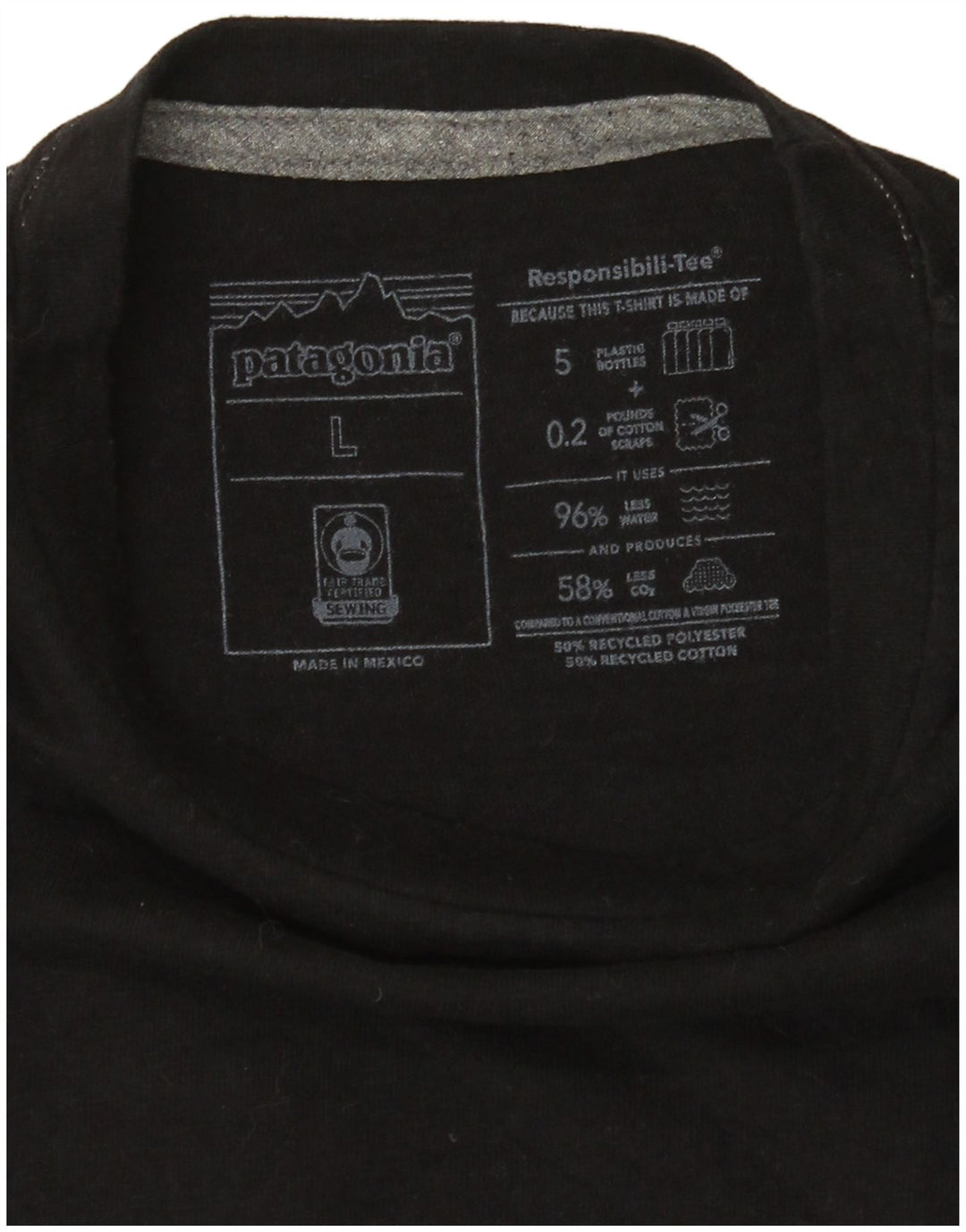 Patagonia Damen Grafik-T-Shirt-Oberteil UK 16 Large Schwarz Polyester