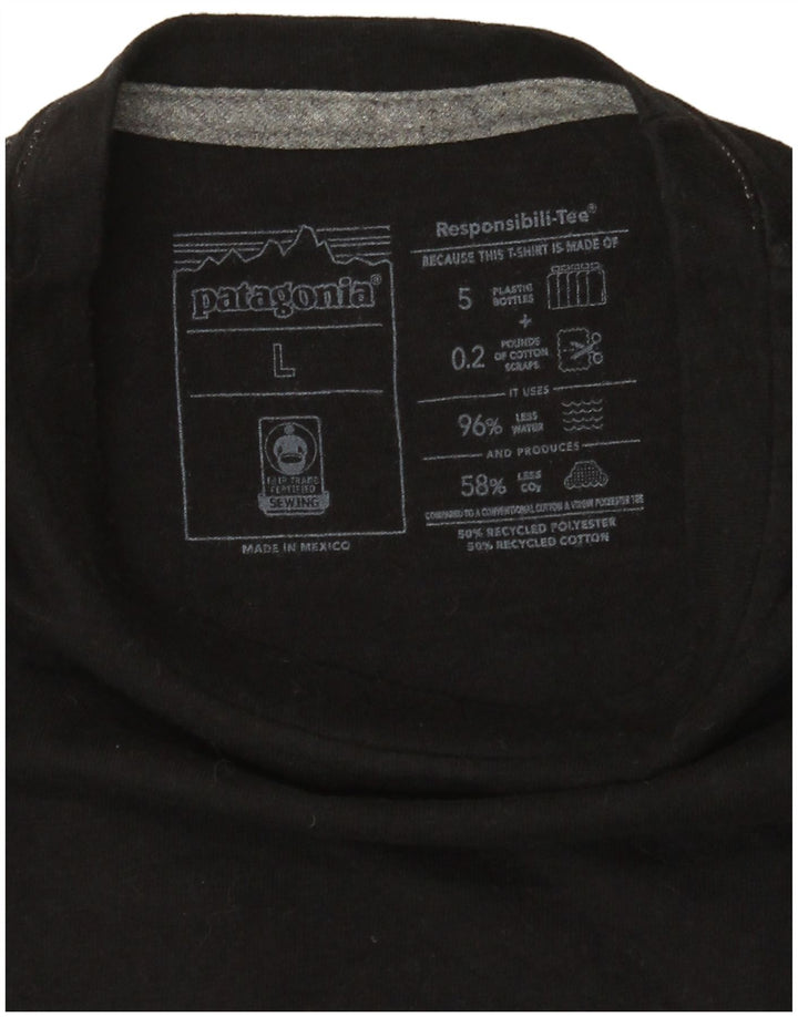 Patagonia Damen Grafik-T-Shirt-Oberteil UK 16 Large Schwarz Polyester