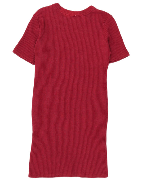 Zara Damen Trafaluc Kurzarm-Pulloverkleid UK 14 Large Burgund