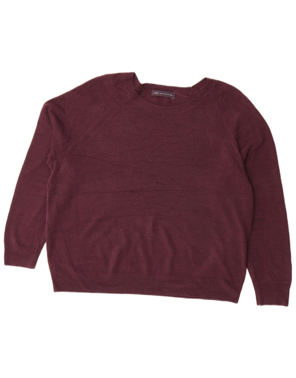 Marks & Spencer Damen-Pullover, lockere Passform, Rundhalsausschnitt, Gr. 18, XL, Burgunderrot