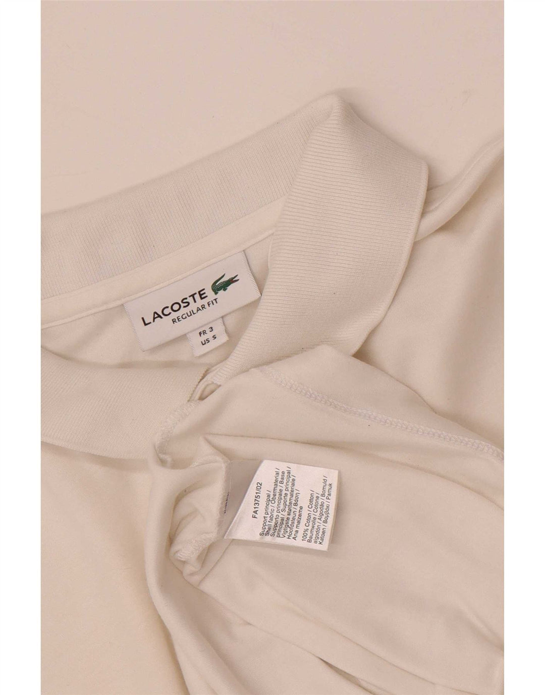 Lacoste Herren-Poloshirt mit normaler Passform, Größe 3, klein, weiße Baumwolle