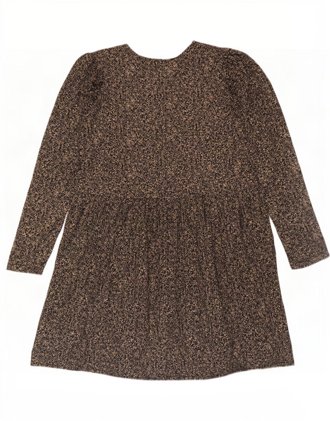Zara Damen Langarm-Basic-Kleid UK 14 Mittelbraunes, geblümtes Polyester
