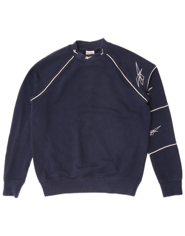 Reebok Womens Graphic Oversized Sweatshirt Pullover UK 4/6 XS Marineblau