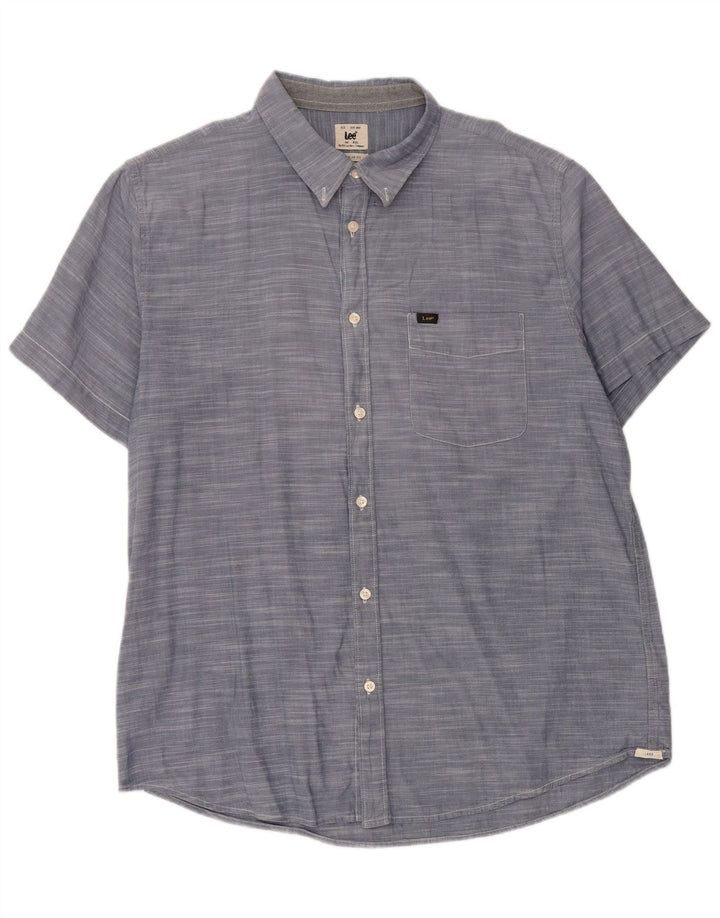 LEE Herren-Kurzarmhemd mit normaler Passform, 2XL, blaue Baumwolle