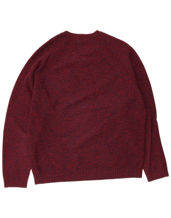 Liu Jo Herren-Pullover mit Rundhalsausschnitt, XL, Burgunderrot gefleckte Schurwolle
