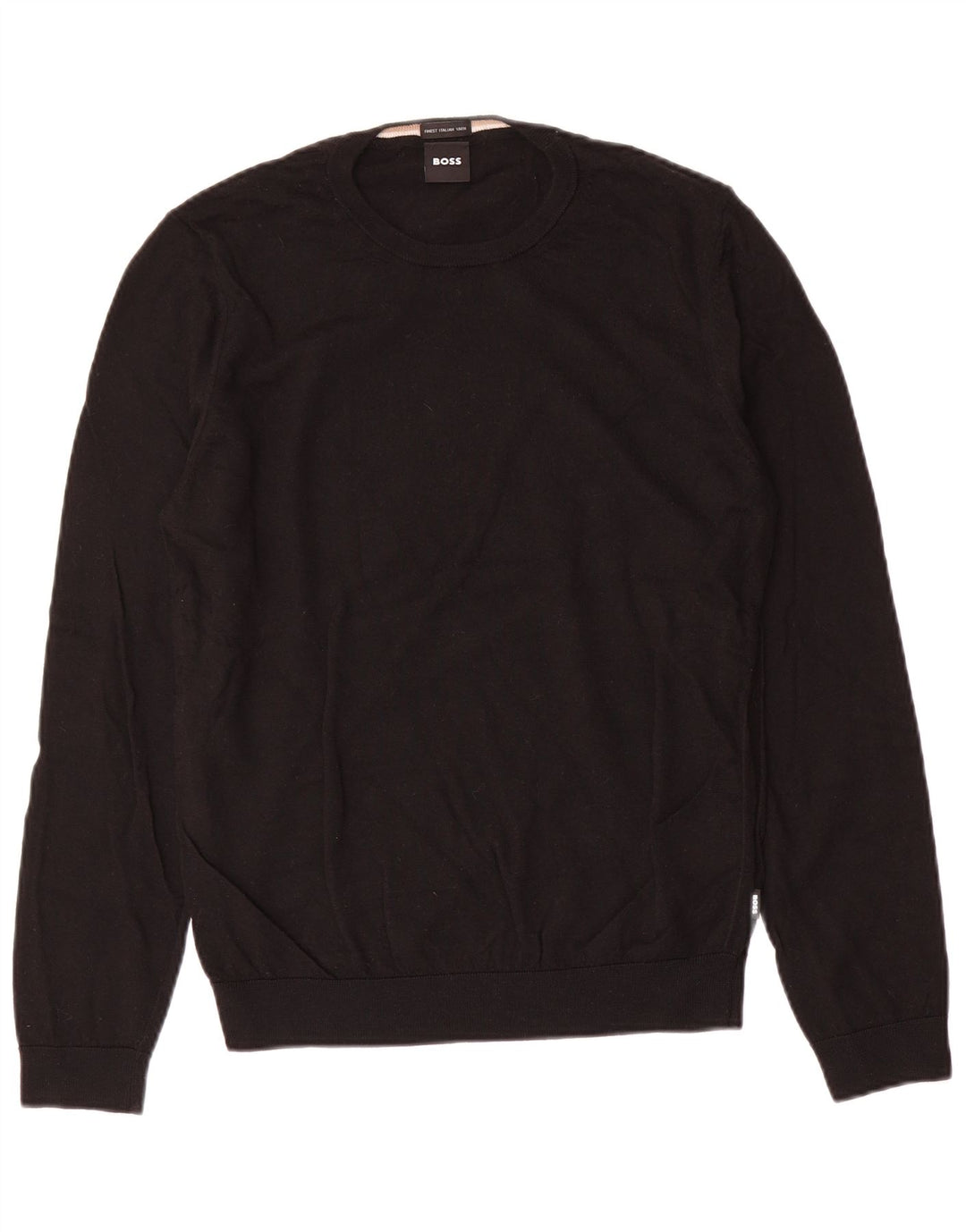 Hugo Boss Herren-Pullover mit Rundhalsausschnitt, mittelschwarze Wolle