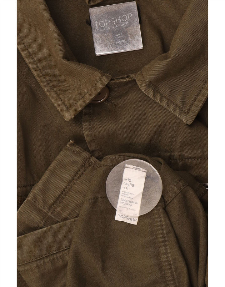 Übergroße Militärjacke für Damen von TOPSHOP, UK 10, Größe S, Khaki, Baumwolle