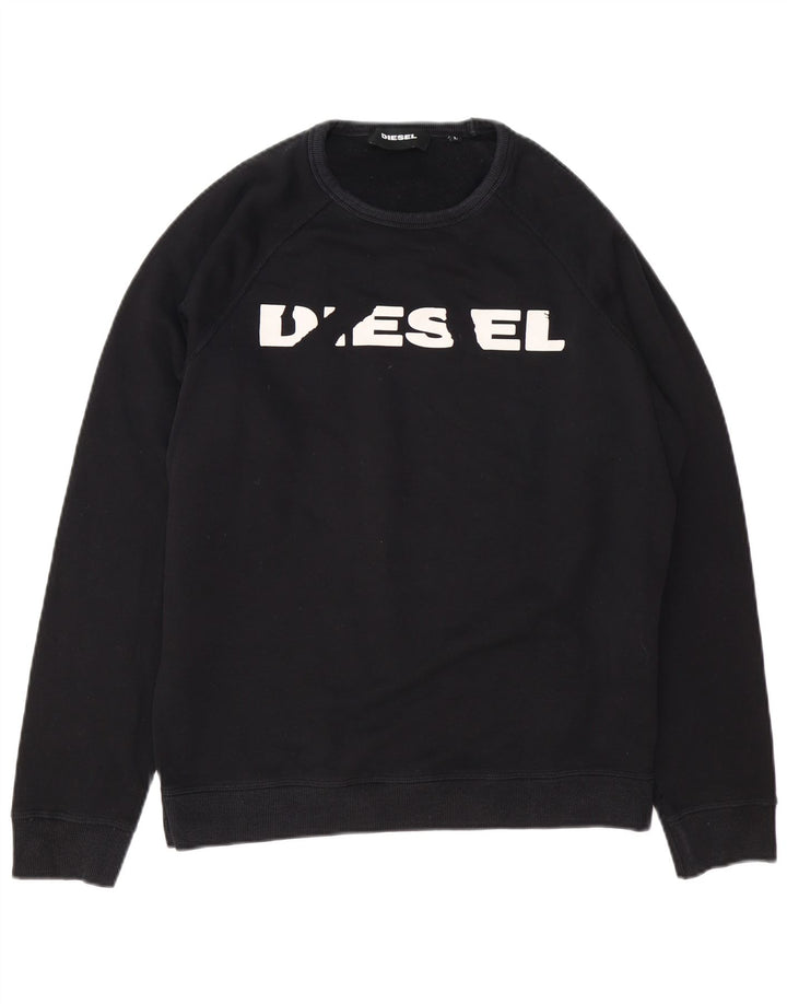 Diesel Herren-Sweatshirt mit Grafik, groß, aus schwarzer Baumwolle