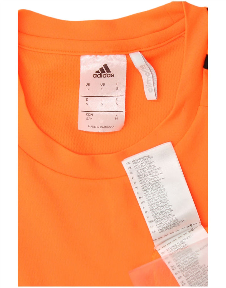 Adidas Herren Climalite T-Shirt Top Small Orange Colourblock Polyester
