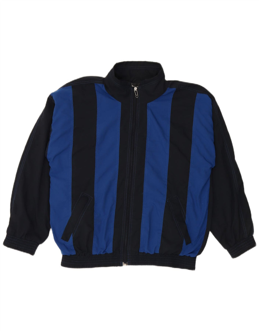 HUMMEL Mens Tracksuit Top Jacket Medium Navy Blue Colourblock Polyester