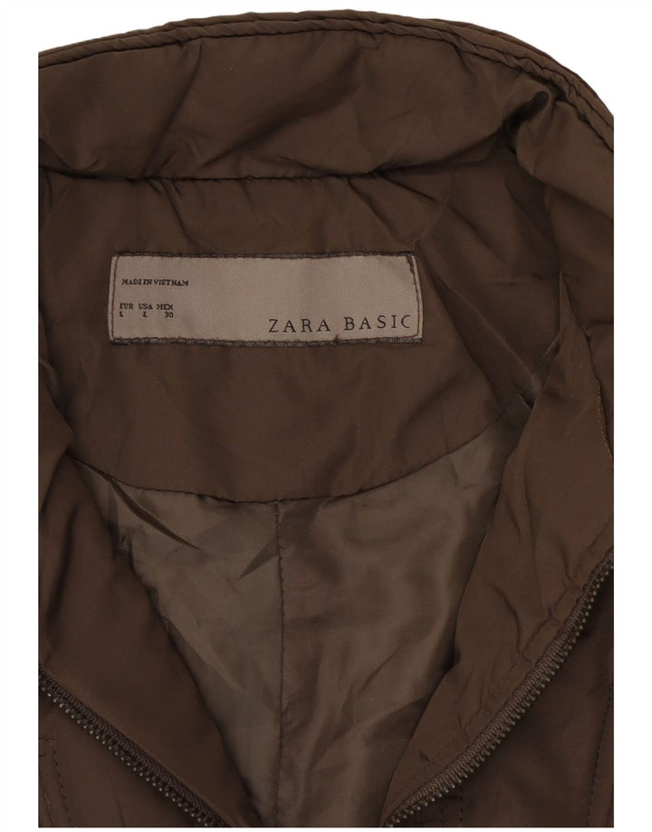 Zara Damen Steppjacke UK 16 Large Braun Polyester