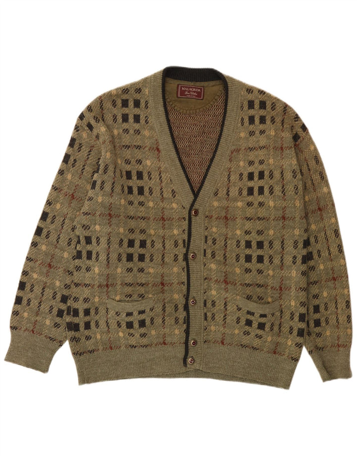 Malagrida Herren-Strickjacke, groß, Khaki, geometrisch