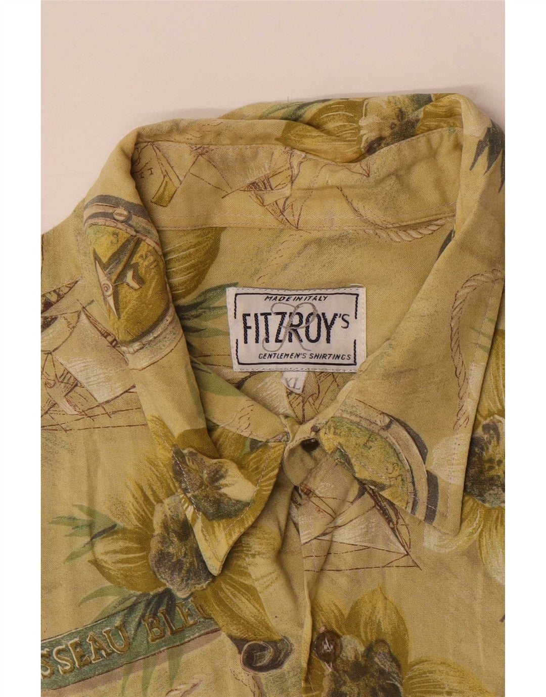 Fitzroy's Herren-Grafikhemd XL mit grünem Blumenmuster
