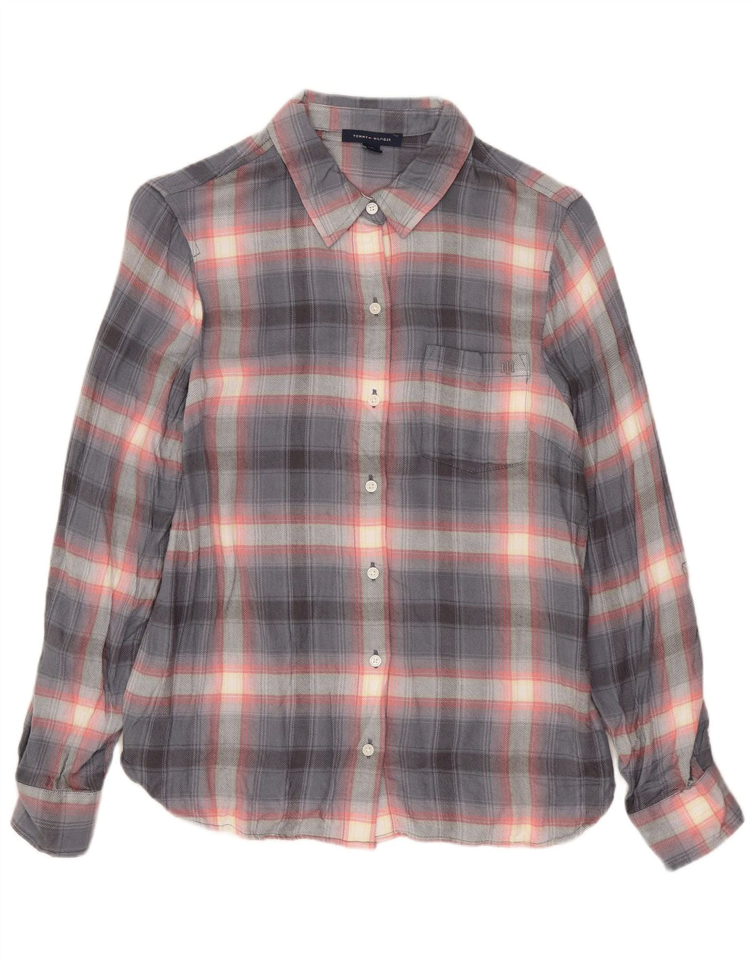 Tommy Hilfiger Damenhemd UK 10 Small Grey Check Rayon