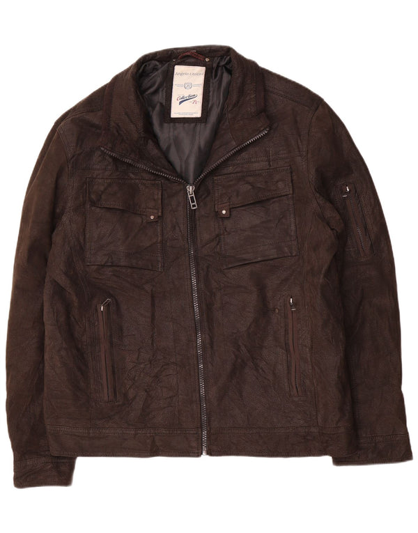 Angelo Litrico Herren Lederjacke UK 42 XL Braunes Leder