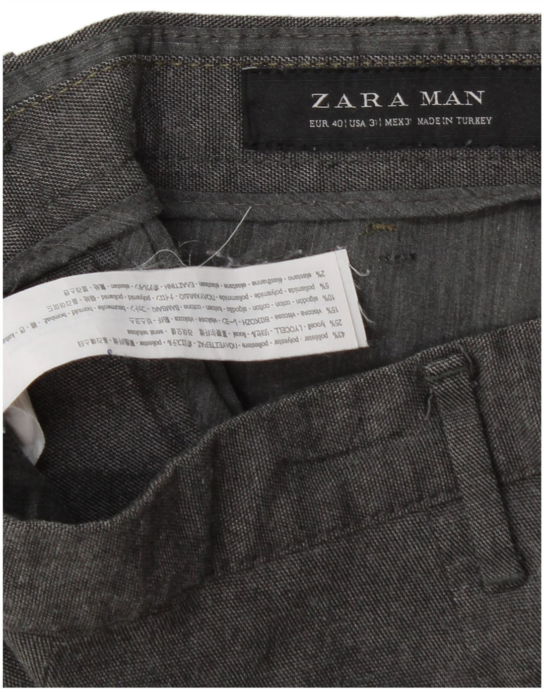 Zara Slim Chino-Hose für Herren, EU 40, Mittel W31 L30, Grau, Polyester
