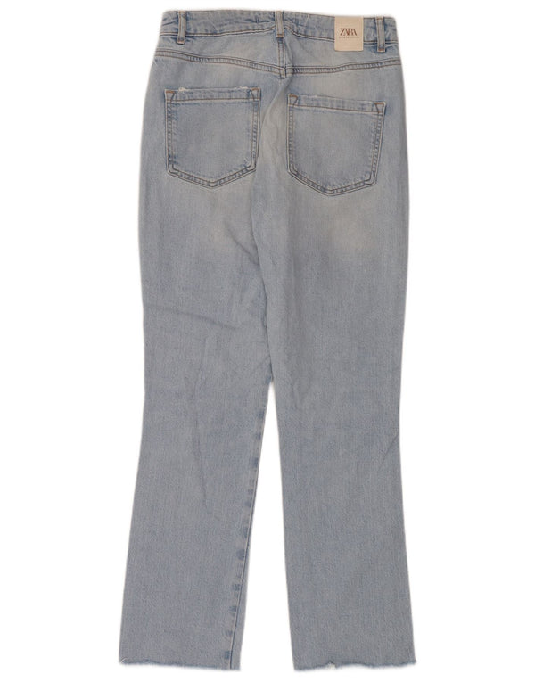 Zara Damen Distressed Straight Jeans EU 34 2XS W24 L28 Blaue Baumwolle