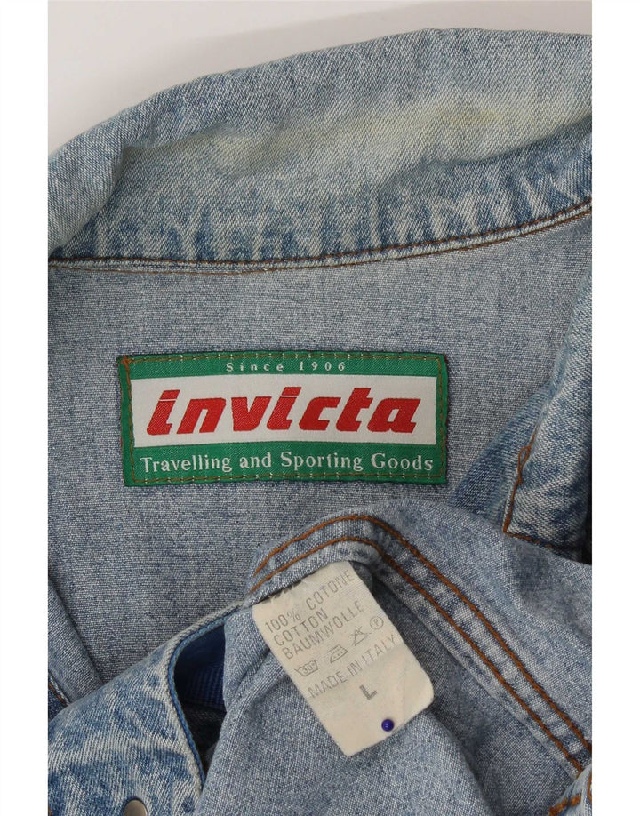 Invicta Herren Jeansjacke UK 40 Große blaue Baumwolle