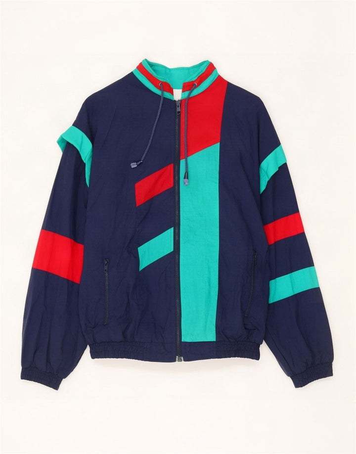 Vintage Herren-Trainingsanzug mit lockerer Passform, Jacke, klein, Marineblau, Farbblock