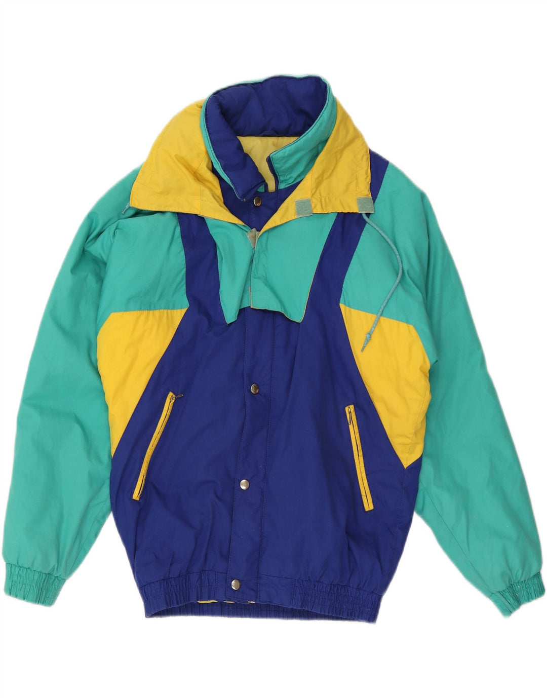 Vintage Herren Skijacke mit Kapuze UK 38 Medium Mehrfarbig Colourblock