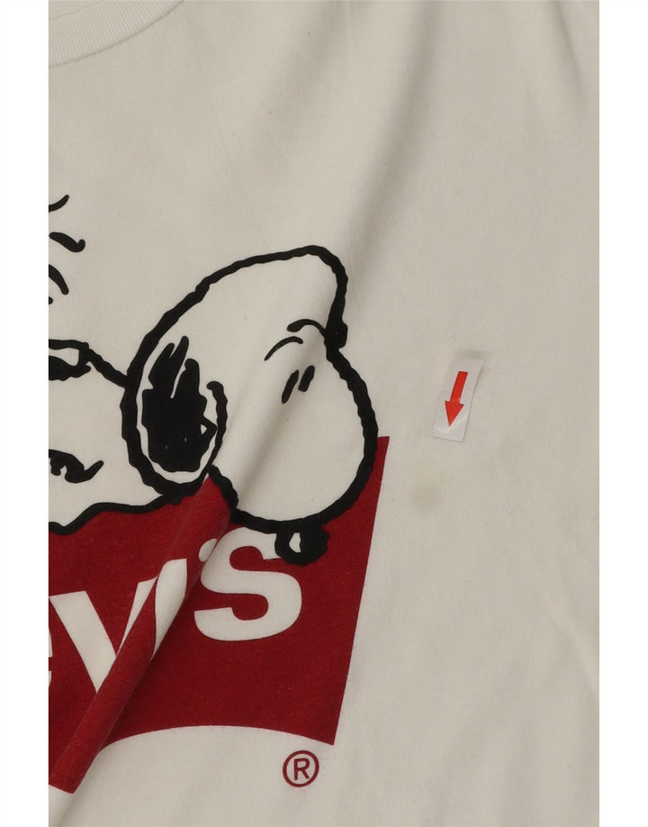 Levi's Herren-T-Shirt mit Peanuts-Grafik, Größe L, aus weißer Baumwolle