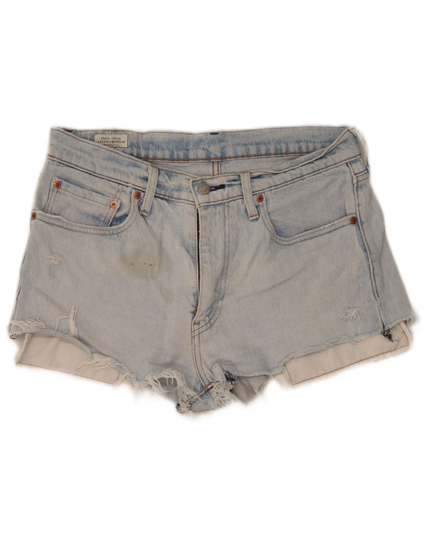Levi's Damen 512 Denim Distressed Hot Pants W32 Große blaue Baumwolle