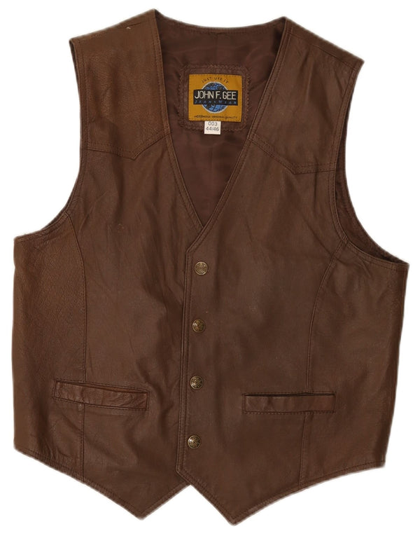 John F Gee Herren Lederweste EU 44/46 XS Braunes Leder