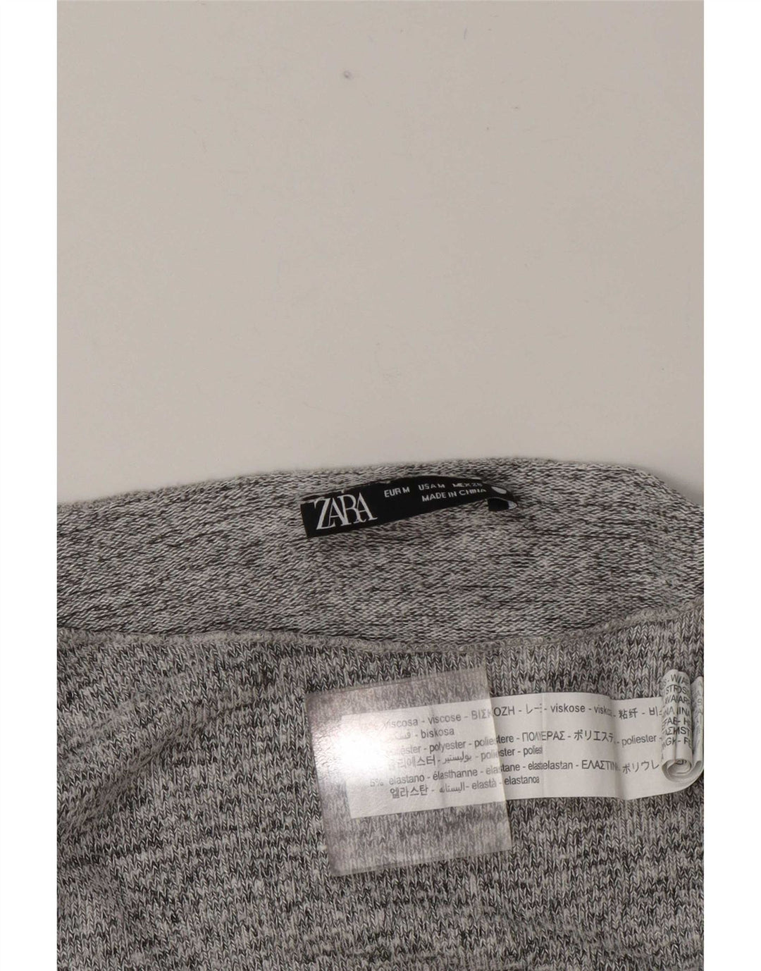 Zara Damen Top Langarm UK 14 Mittelgrau meliert Viskose