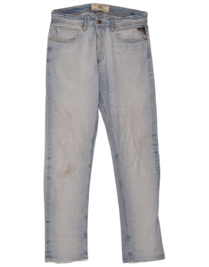 Replay Herren Straight Jeans W32 L33 Blau
