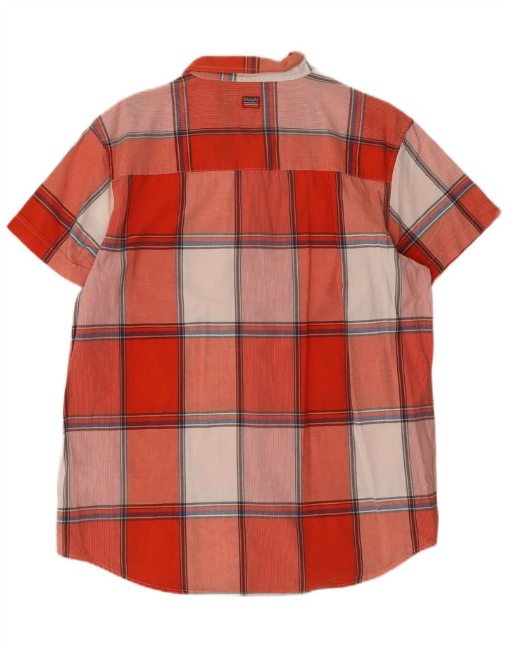 Wrangler Herren-Hemd, kurzärmelig, reguläre Passform, XL, rot kariert, Baumwolle