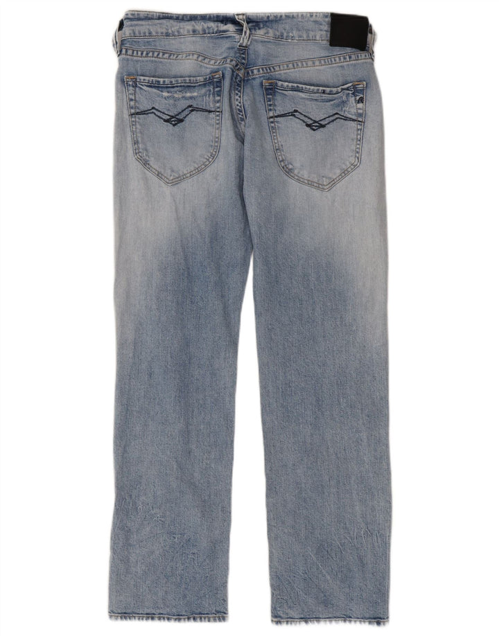 Replay Damen Distressed Straight Jeans W30 L30 Blaue Baumwolle