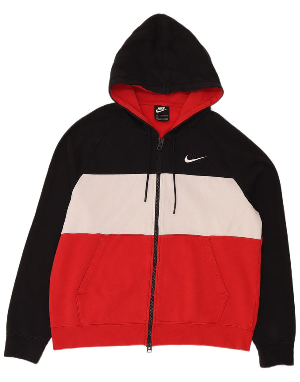 Adidas Mens Nike Air Graphic Zip Hoodie Sweater Large Red Colourblock