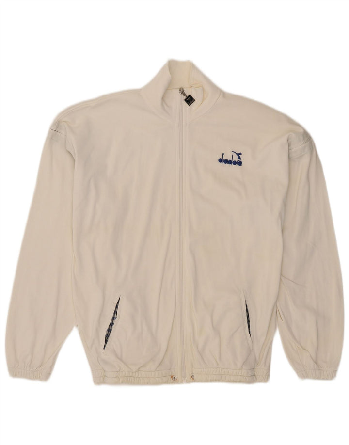DIADORA Herren-Trainingsanzug-Top-Jacke, UK 38, mittelweiß