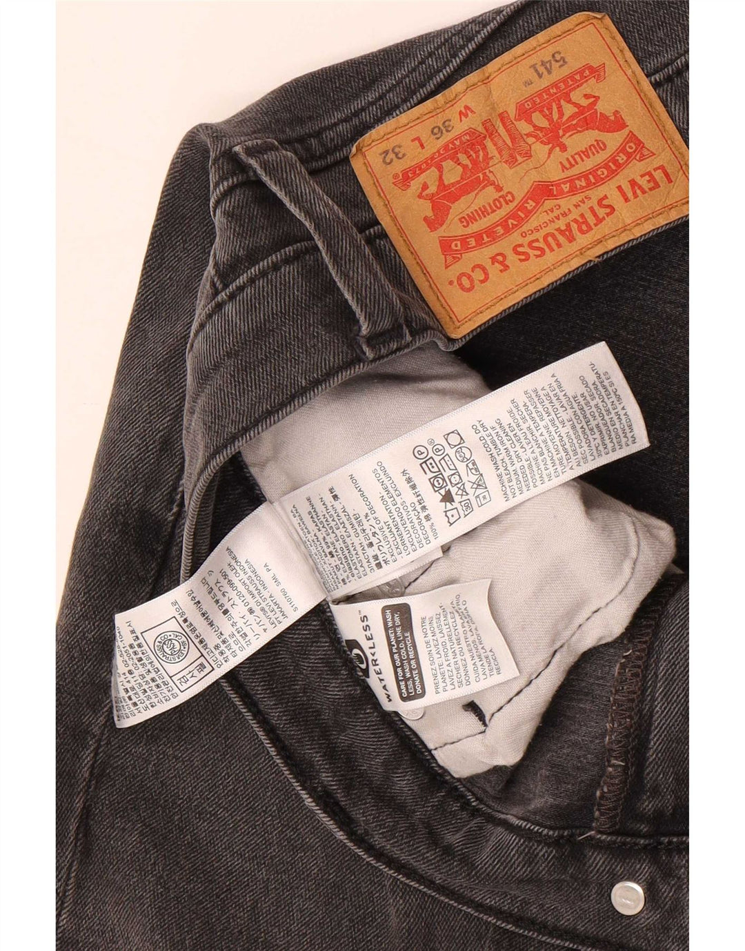 Levi's Herren 541 Tapered Jeans W36 L32 Graue Baumwolle