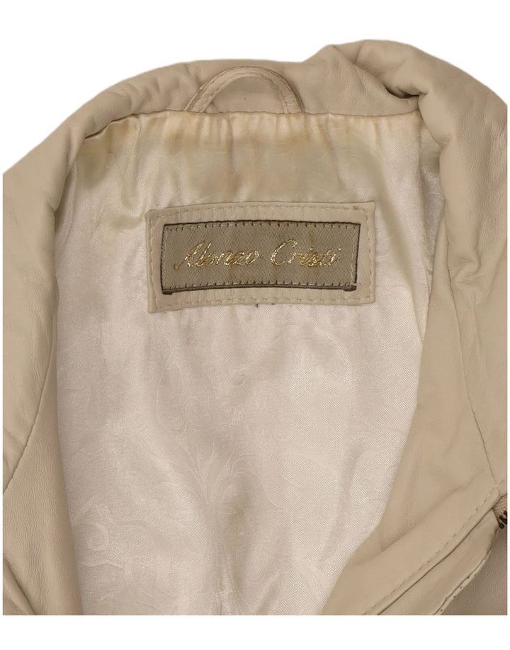 Vintage Damen Lederjacke UK 14 Medium Beige Leder