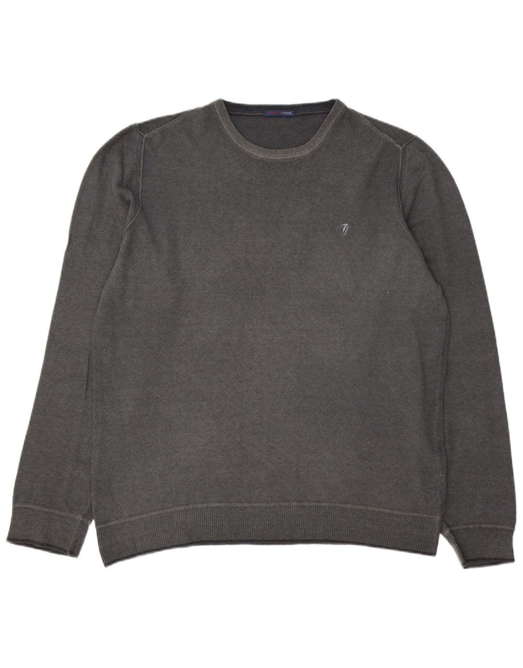 TRUSSARDI JEANS Herren-Pullover mit Rundhalsausschnitt, 2XL, graue Wolle