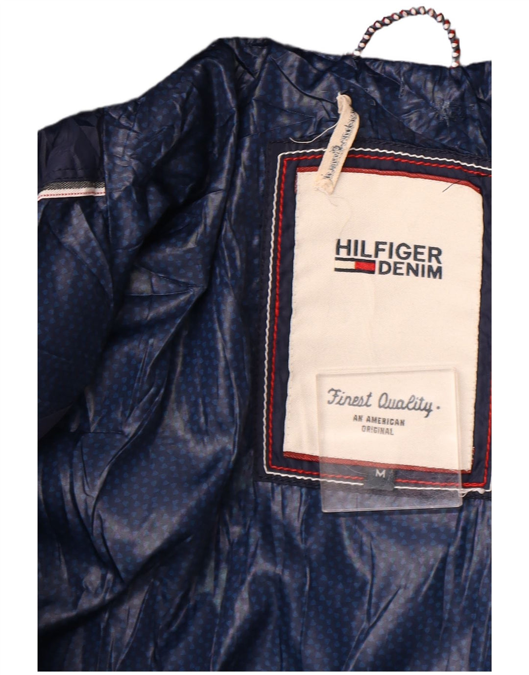 TOMMY HILFIGER Womens Hooded Padded Jacket UK 12 Medium Navy Blue