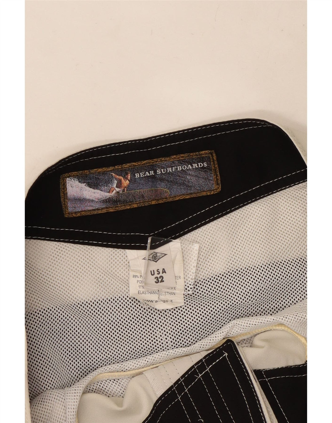 Bear Herren-Shorts mit Grafik, W32, Mittelweiß, Farbblock-Polyester