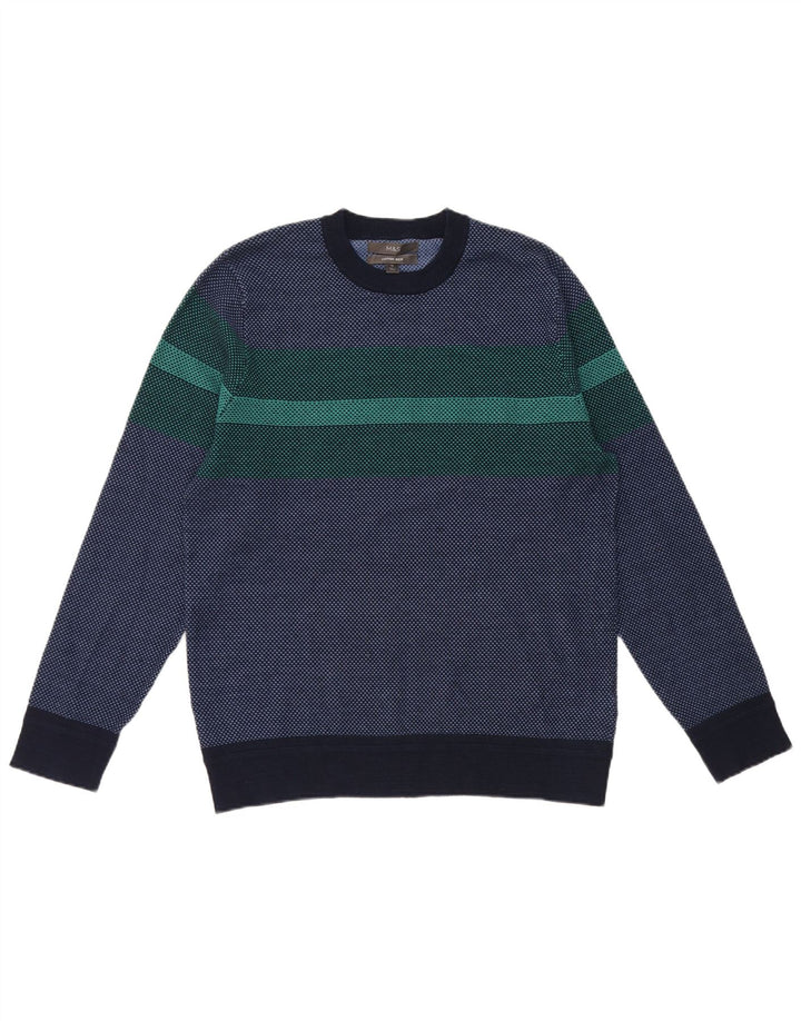 Marks & Spencer Herren-Pullover mit Rundhalsausschnitt, mittlerer Marineblau-Farbblock