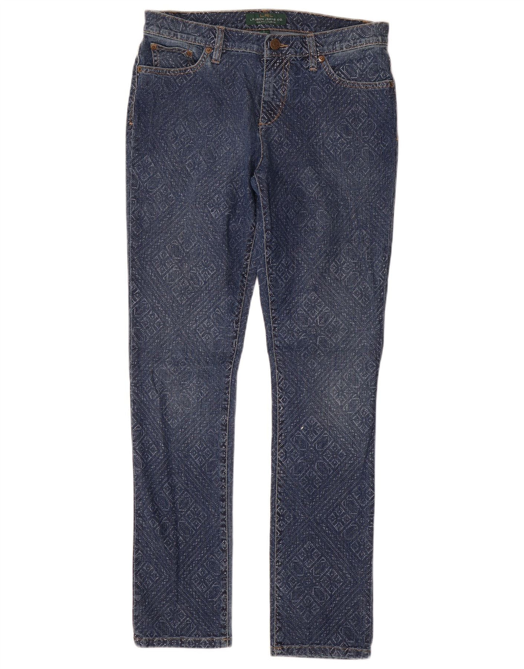 Ralph Lauren Damen Slim Jeans US 8 Medium W32 L31 Blaue geometrische Baumwolle