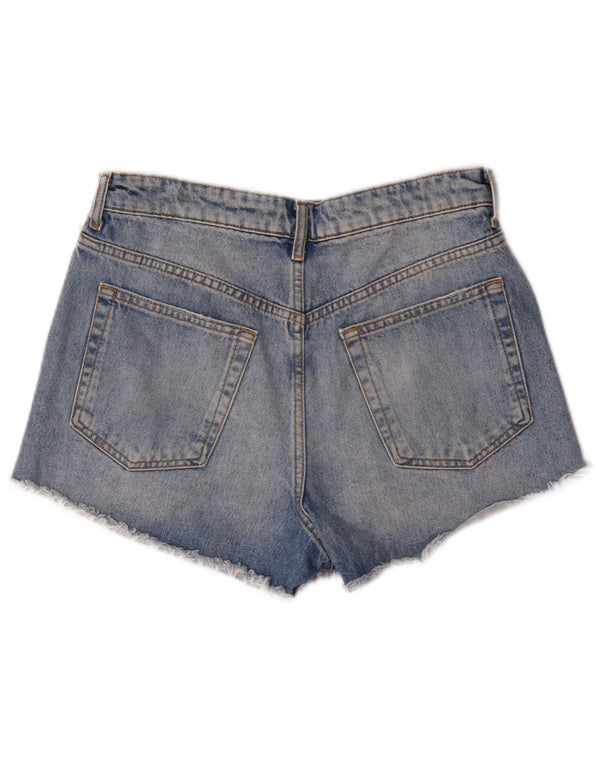 Zara Damen Distressed Denim Shorts EU 38 Small W28 Blaue Baumwolle
