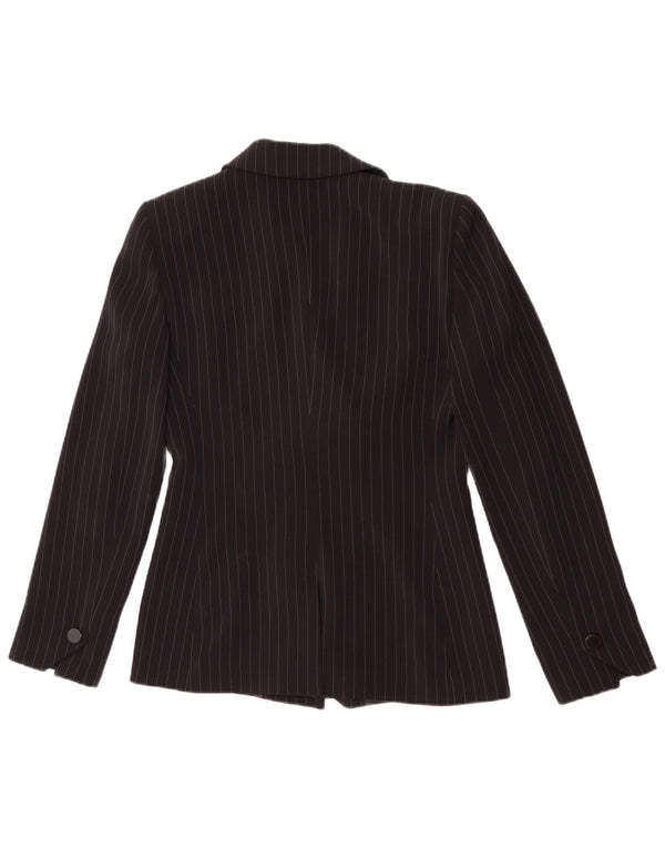 Emporio Armani Damen 1-Knopf-Blazer-Jacke, Größe S, Schwarz, Nadelstreifen