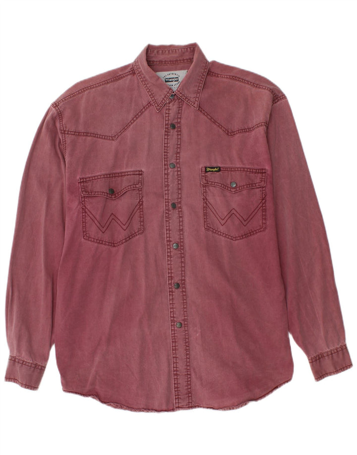 WRANGLER Herren-Western-Jeanshemd, klein, Burgunderrot, Baumwolle