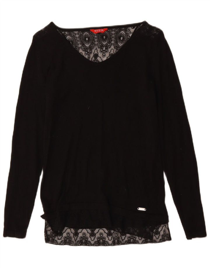 Guess Damen Top Langarm UK 10 Small Black Floral