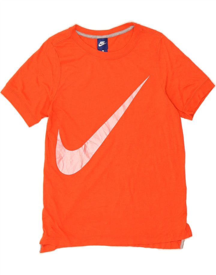 NIKE Womens Graphic T-Shirt Top UK 10 Small Orange Polyester Vintage Nike and Second-Hand Nike from Messina Hembry 