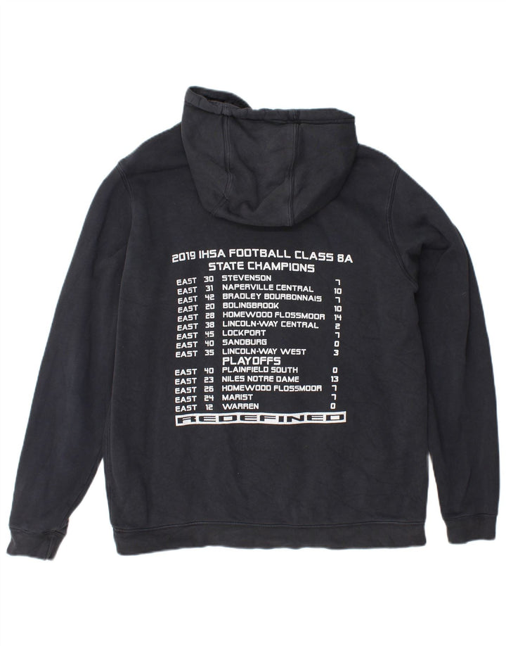 NIKE Mens Graphic Hoodie Jumper Medium Navy Blue Cotton