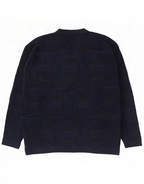 Enara Maglie Herren-Pullover mit V-Ausschnitt, groß, marineblau, kariert, Acryl